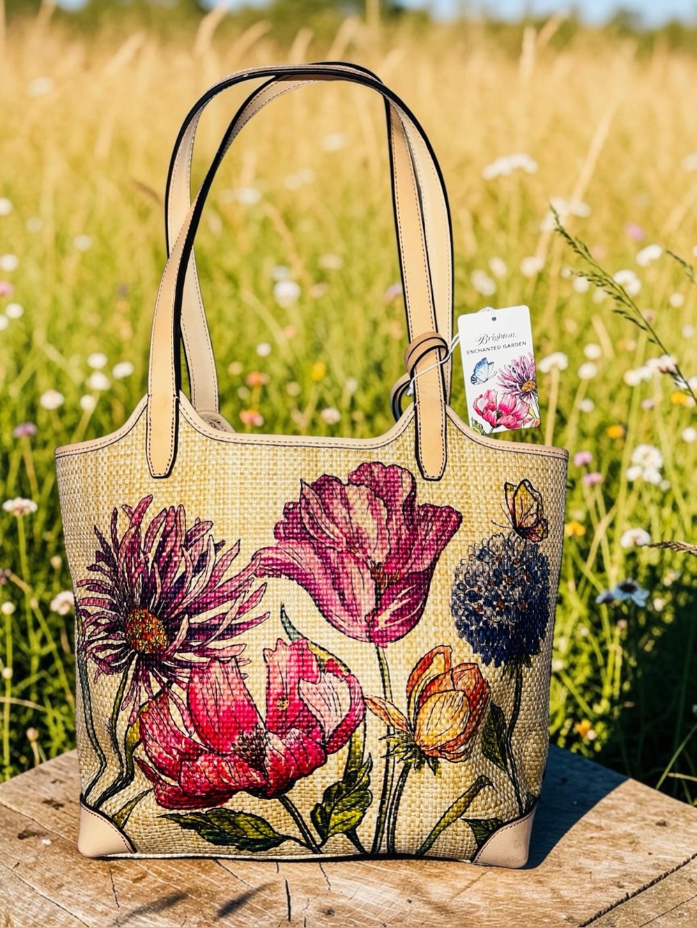 NWT Brighton Enchanted Garden "Naya" Floral Hand Woven Fabric Tote Handbag - Picture 1 of 15